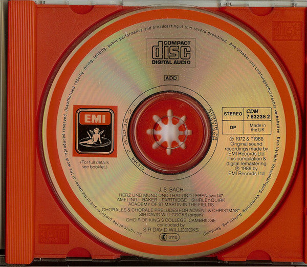 Johann Sebastian Bach, The King's College Choir Of Cambridge, David Willcocks : Cantata No. 147 "Herz Und Mund Und That Und Leben" / Chorales & Chorale Preludes For Advent & Christmas (CD, Album, Comp, RM)