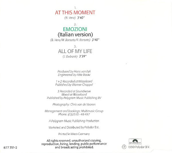 Marco Borsato : At This Moment / Emozioni (CD, Maxi)