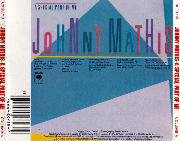 Johnny Mathis : A Special Part Of Me (CD, Album)