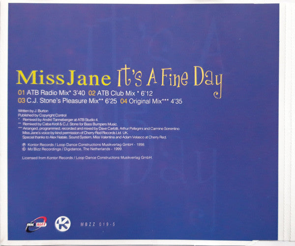 Miss Jane : It's A Fine Day (CD, Maxi)