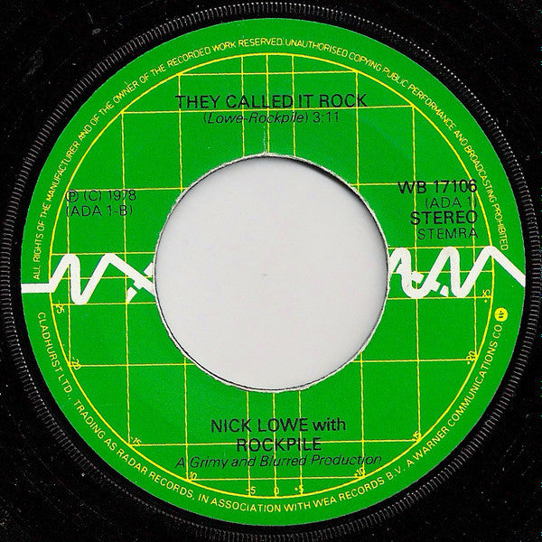 Nick Lowe : I Love The Sound Of Breaking Glass (7", Single, lar)