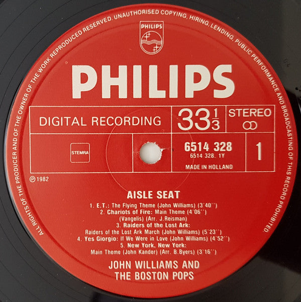 John Williams (4) And Boston Pops Orchestra : Aisle Seat (LP)