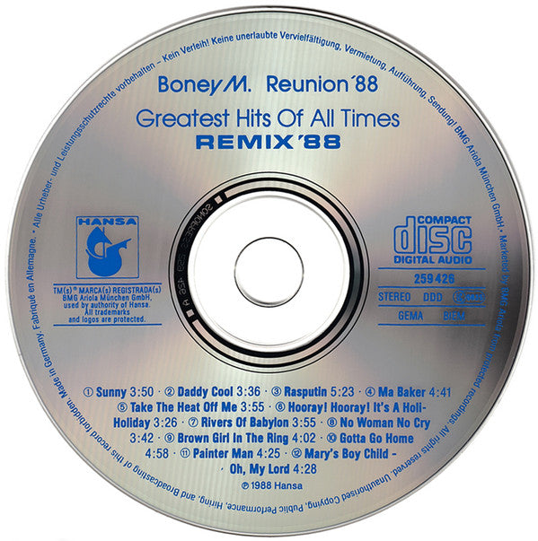 Boney M. : Greatest Hits Of All Times - Remix '88 (CD, Comp)