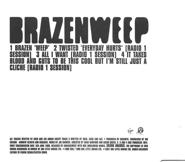 Skunk Anansie : Brazen 'Weep' (CD, Maxi)