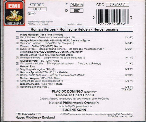 Placido Domingo, Eugene Kohn : Roman Heroes (CD, Album)