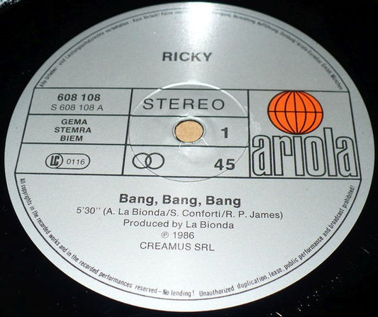 Ricky (3) : Bang Bang Bang (12")