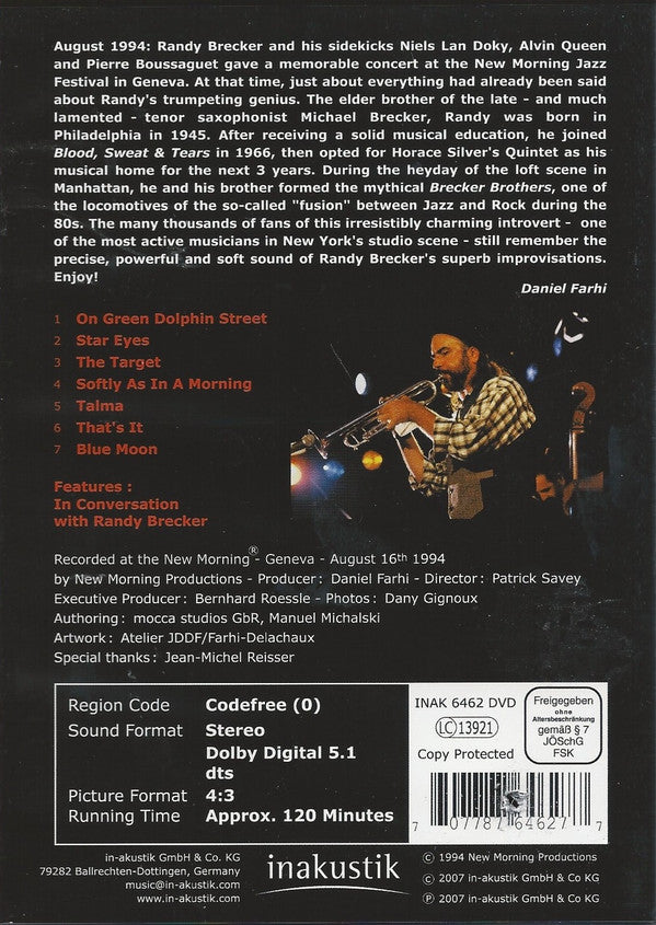 Randy Brecker & Niels Lan Doky Trio : The Geneva Concert (DVD-V, Copy Prot., NTSC, Reg)