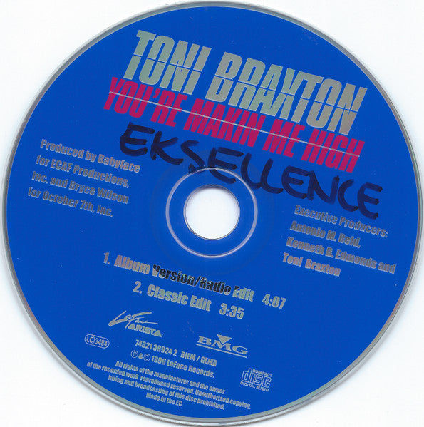 Toni Braxton : You're Makin' Me High (CD, Single)