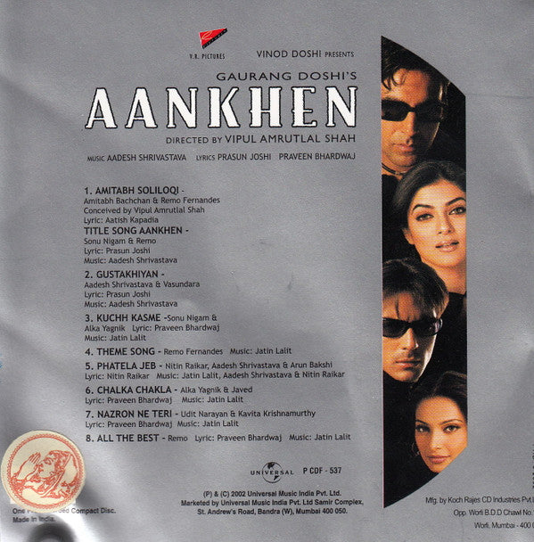 Aadesh Shrivastava, Prasoon Joshi, Praveen Bhardwaj : Aankhen (CD, RE)