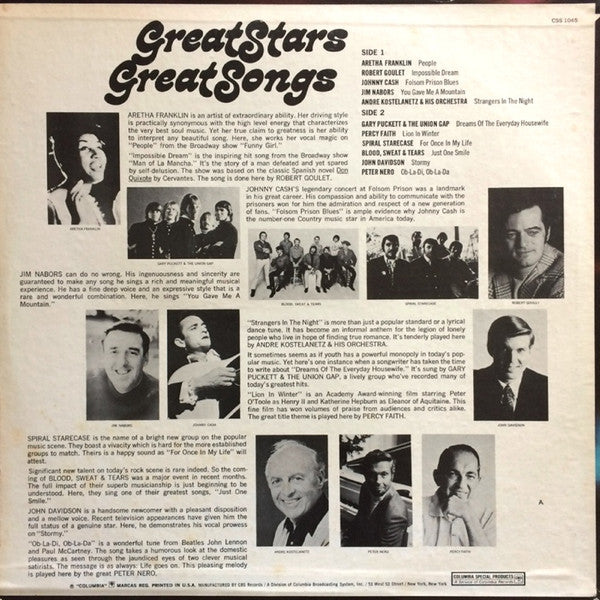 Various : Great Stars Great Songs (LP, Comp)