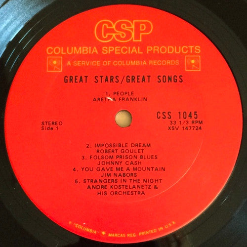 Various : Great Stars Great Songs (LP, Comp)