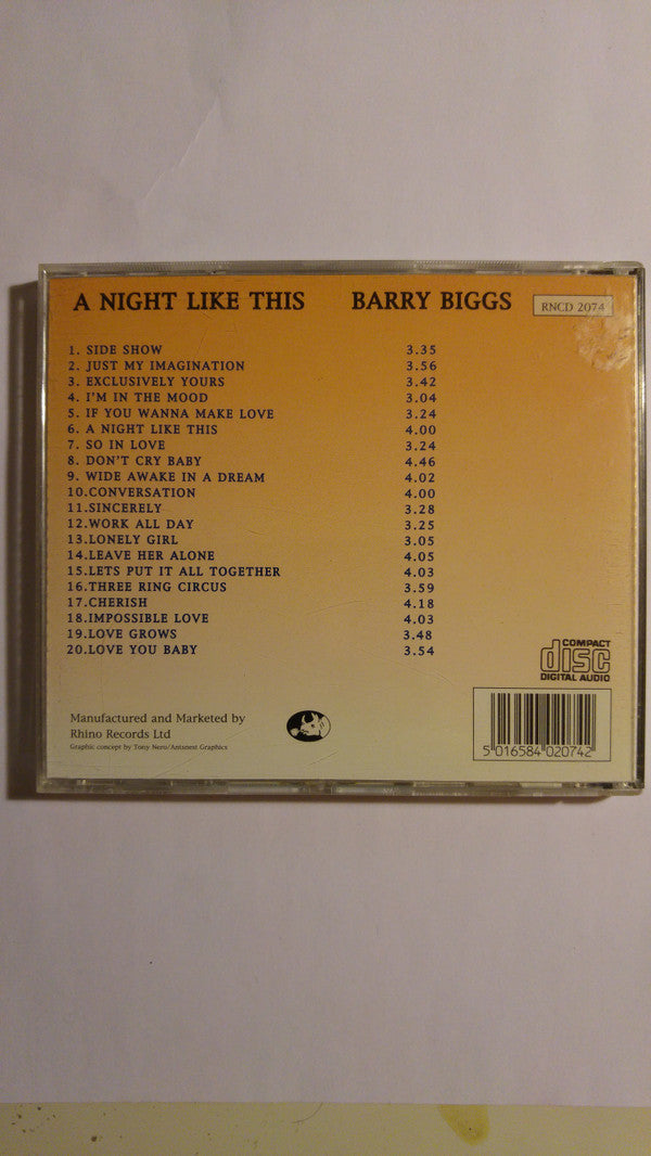 Barry Biggs : A Night Like This (CD, Comp)