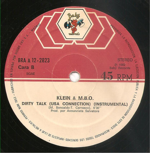Klein & M.B.O. : Dirty Talk (12", Maxi)