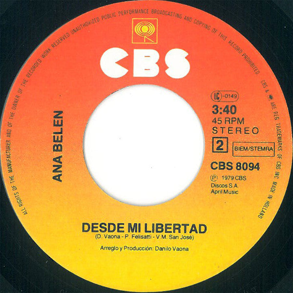 Ana Belén : Agapimu (7", Single)