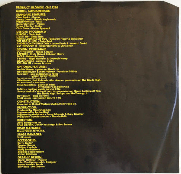 Blondie : Autoamerican (LP, Album)
