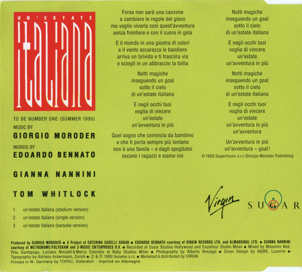 Edoardo Bennato & Gianna Nannini : Un'Estate Italiana (CD, Maxi)