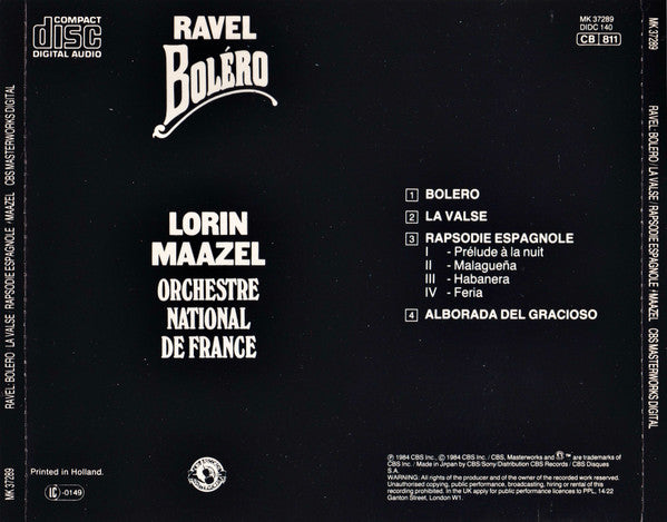 Maurice Ravel - Lorin Maazel, Orchestre National De France : Bolero / La Valse / Rapsodie Espagnole / Alborada Del Gracioso (CD)
