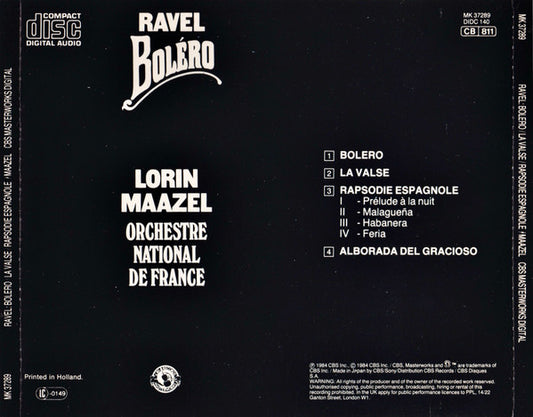 Maurice Ravel - Lorin Maazel, Orchestre National De France : Bolero / La Valse / Rapsodie Espagnole / Alborada Del Gracioso (CD)