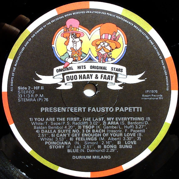 Fausto Papetti : Duo Haay & Faay Presenteert Fausto Papetti (LP, Comp, Gat)