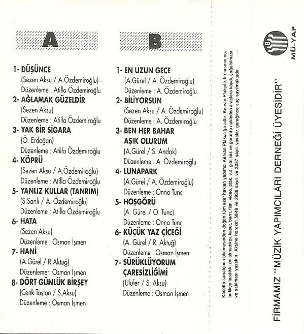 Sezen Aksu : Ağlamak Güzeldir (Cass, Album, RE)