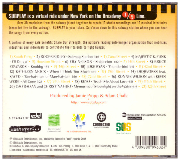 Various : Subplay · Subway Musicians Of New York · Recordings From The Subway And Studio (CD)
