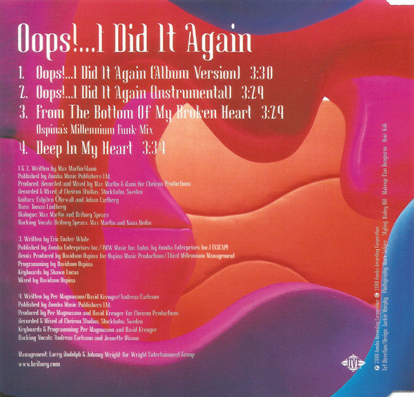 Britney Spears : Oops!...I Did It Again (CD, Single)