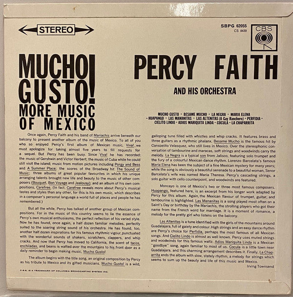 Percy Faith & His Orchestra : Mucho Gusto! (More Music Of Mexico) (LP, Album)