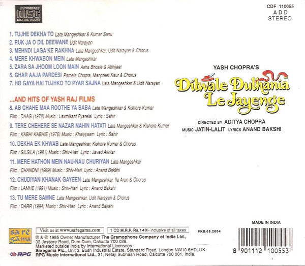Jatin Lalit, Anand Bakshi : Dilwale Dulhania Le Jayenge (CD, RE)
