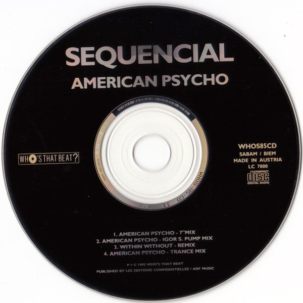 Sequencial : American Psycho (CD, Single)