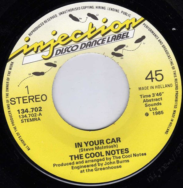 The Cool Notes : In Your Car (7", Single)