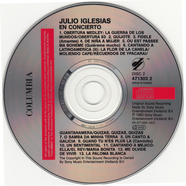 Julio Iglesias : En Concierto (2xCD, Album, RE)
