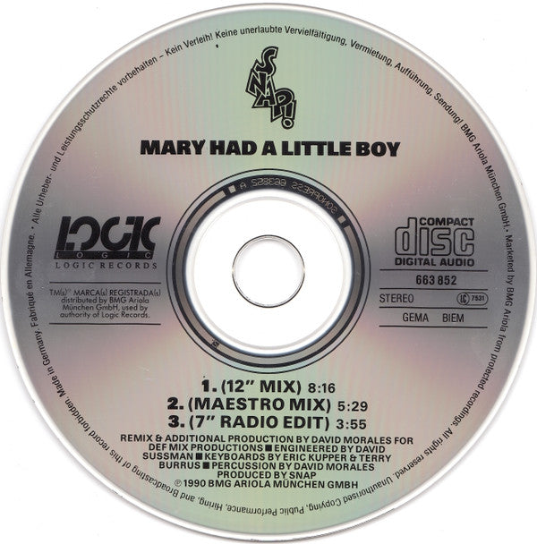 Snap! : Mary Had A Little Boy (Remix) (CD, Maxi)