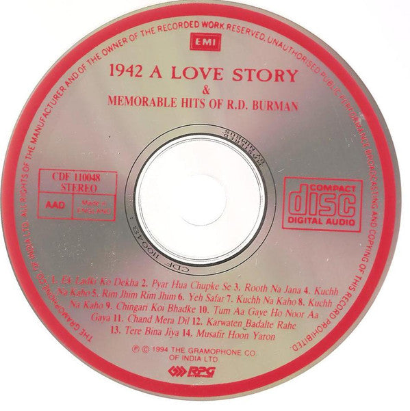 R. D. Burman : 1942 A Love Story & Memorable Hits Of R.D. Burman (CD, Comp, Mono)