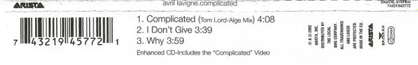 Avril Lavigne : Complicated (CD, Single, Enh)