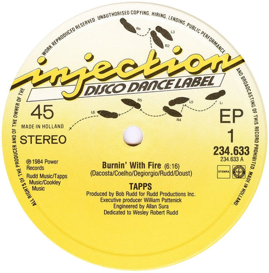 Tapps : Burnin' With Fire / My Forbidden Lover (Remix) (12", EP)