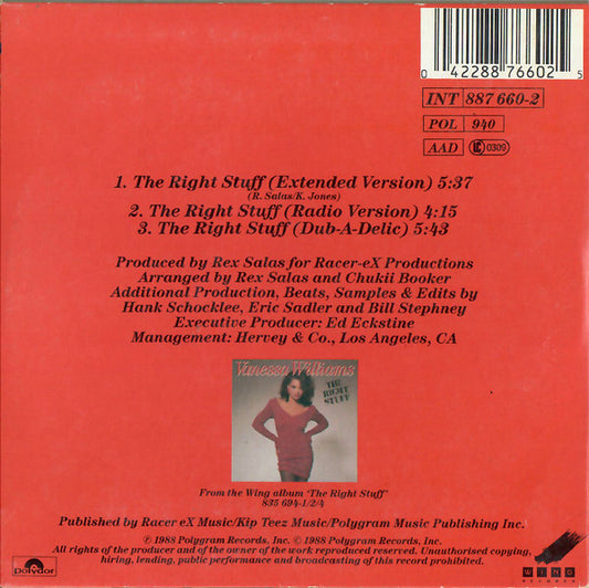 Vanessa Williams : The Right Stuff (CD, Maxi)