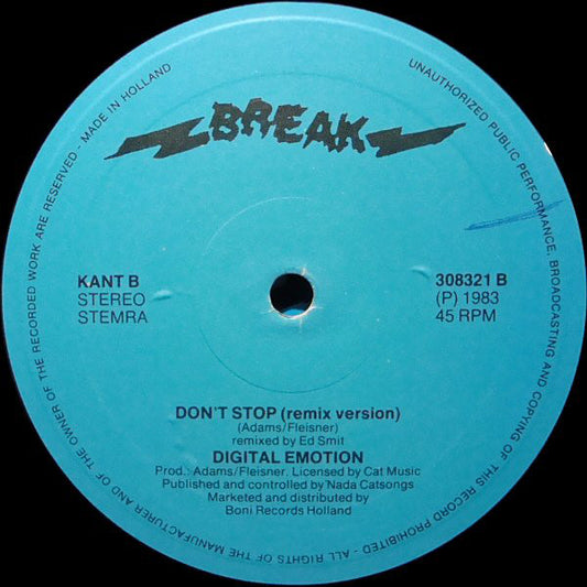 Digital Emotion : Don't Stop (12")