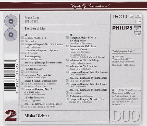 Franz Liszt - Misha Dichter : The Best Of Liszt (2xCD, Comp, RM)