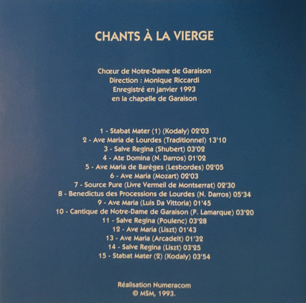 Choeur De Notre Dame De Garaison : Chants À La Vierge (CD, Album)