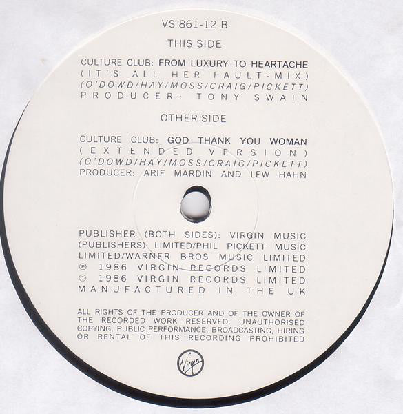 Culture Club : God Thank You Woman (12", Single)