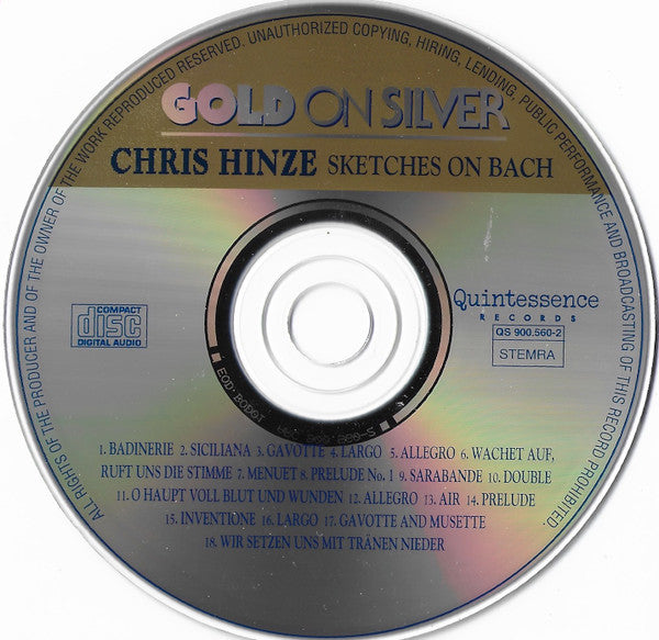 Chris Hinze : Sketches On Bach  (CD, Comp)