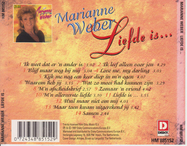 Marianne Weber : Liefde Is ... (CD, Album, RE)