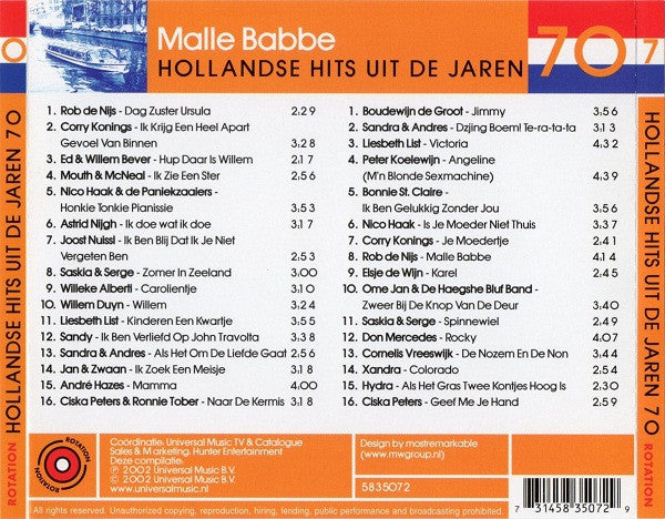 Various : Malle Babbe - Hollandse Hits Uit De Jaren 70 (2xCD, Comp)