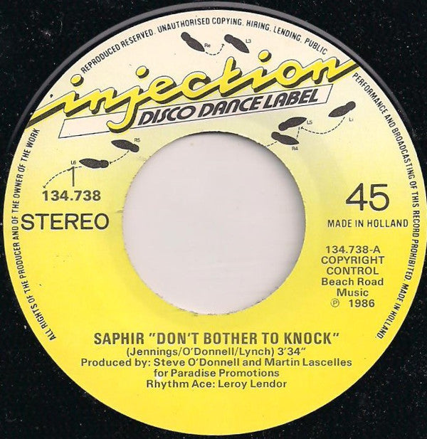 Cognac / Saphir (3) : Don't Bother To Knock (7", Single)