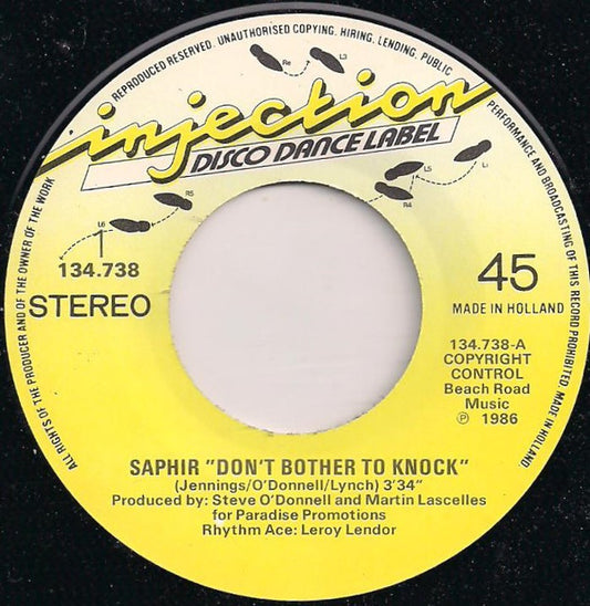 Cognac / Saphir (3) : Don't Bother To Knock (7", Single)