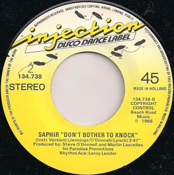 Cognac / Saphir (3) : Don't Bother To Knock (7", Single)