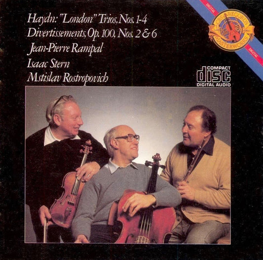 Joseph Haydn - Jean-Pierre Rampal, Isaac Stern, Mstislav Rostropovich : "London" Trios, Nos 1-4, Divertissements, Op. 100, Nos. 2 & 6 (CD, Album, RE)