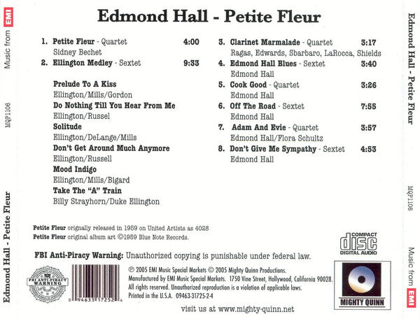 Edmond Hall : Petite Fleur (CD, Album, RE, RM)