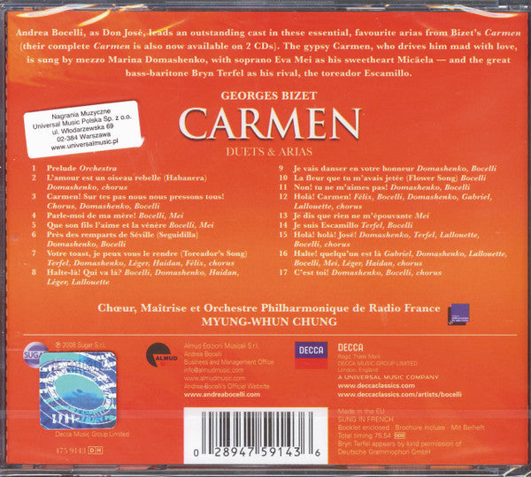 Andrea Bocelli, Marina Domashenko, Eva Mei, Bryn Terfel : Carmen, Duets & Arias (CD, Album)