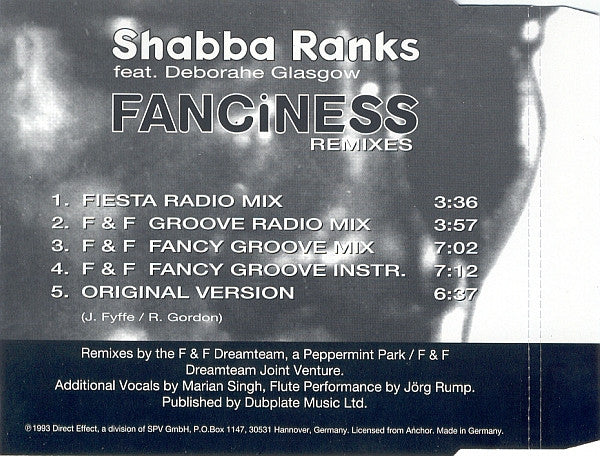 Shabba Ranks : Fanciness (Remixes) (CD, Maxi)